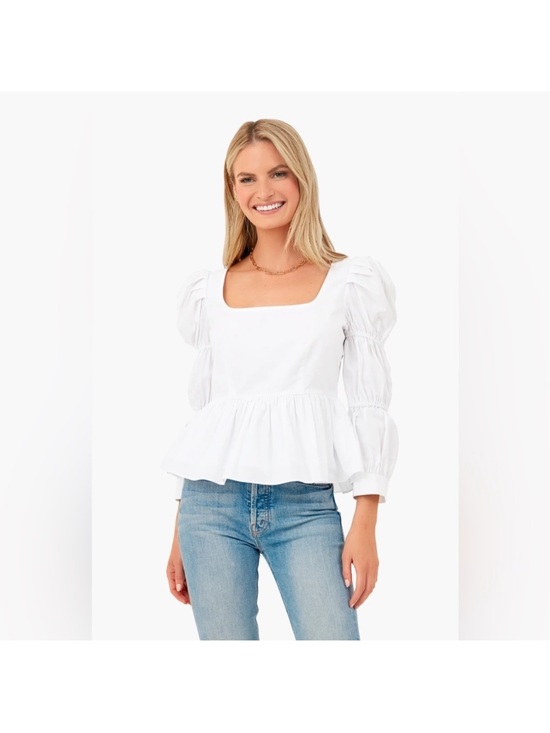 Hyacinth House Tops - Hyacinth House White Clemons Long Sleeve Puff Blouse Tuckernuck Top